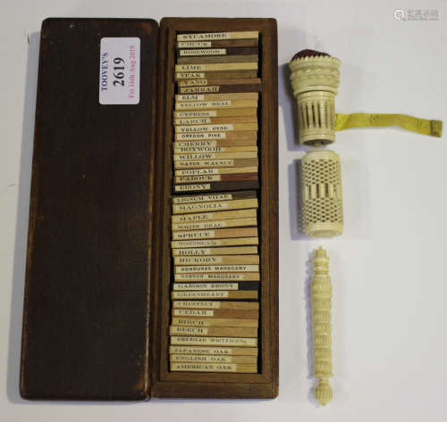 An early 20th century cased set of timber specimens by Lister & Co, comprising forty-one labelled