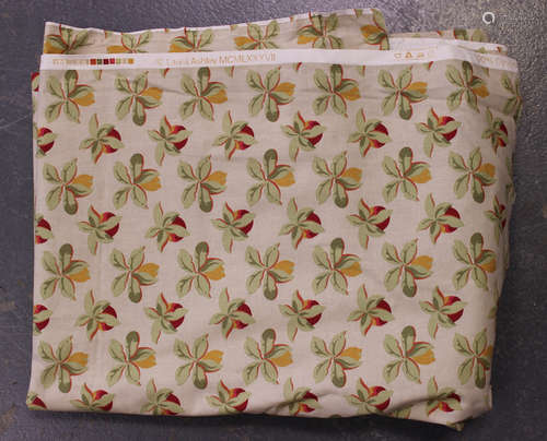 A quantity of modern fabric, including Laura Ashley lemon printed cotton, and a pair of brown and