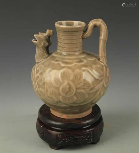 YAO ZHOU KILN FLOWER CARVING PHOENIX HEAD EWER