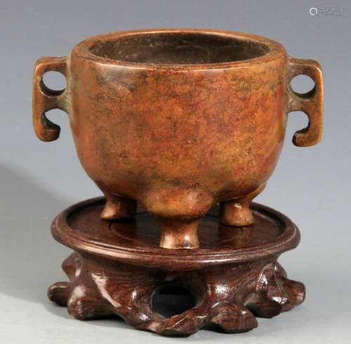 A DOUBLE EAR BRONZE CENSER