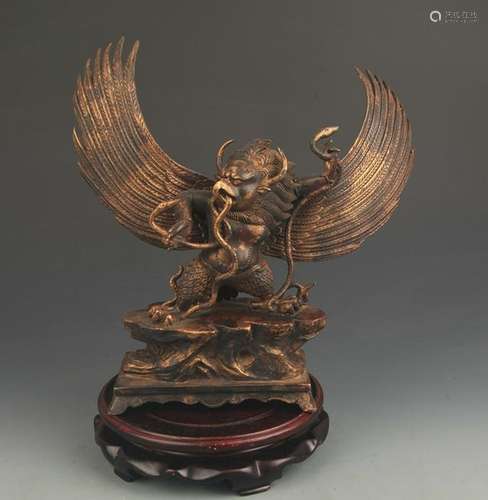 A RARE VERY DETAILED TIBETAN BUDDHIST GARUDA STATUE