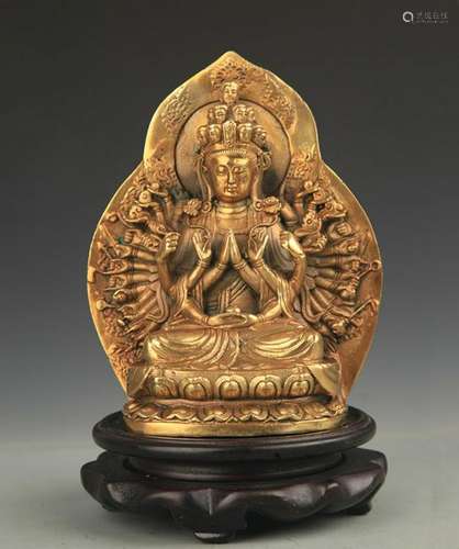 TIBETAN BRONZE THOUSAND HAND GUAN YIN STATUE