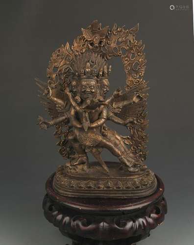 RARE TIBETAN BUDDHISM BRONZE VAJRAKILAYA MANTRA STATUE