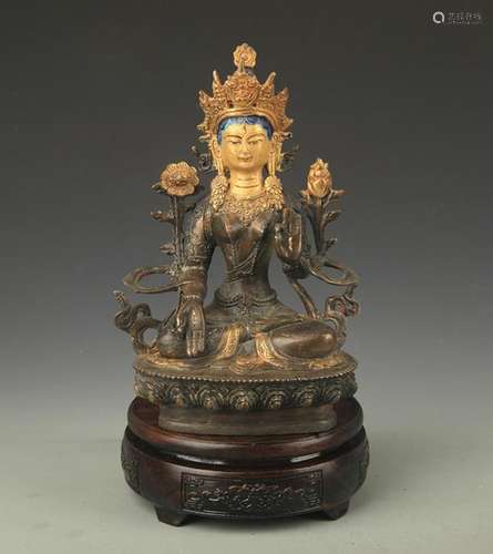 TIBETAN BUDDHISM BRONZE WHITE BODHISATTVA TARA