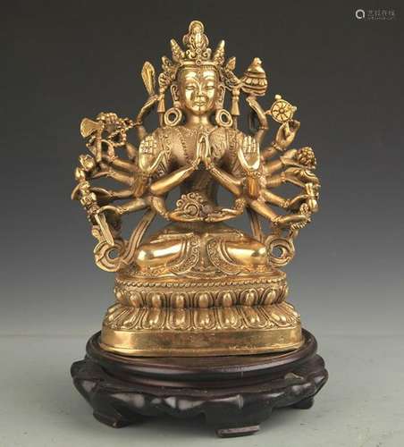 TIBETAN BUDDHISM BRONZE GUAN YIN STATUE