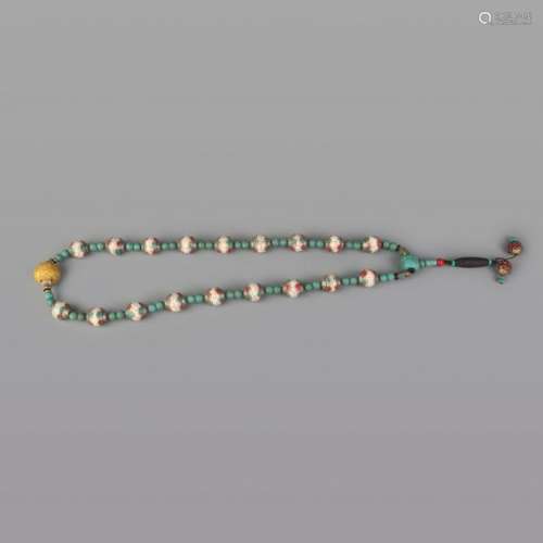 A TIBETAN BUDDHISM TURQUOISE NECKLACE