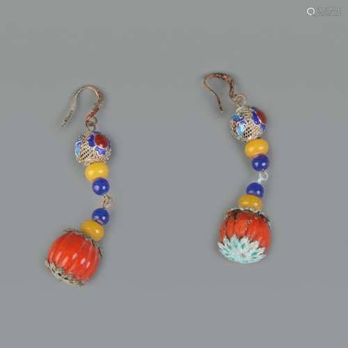 PAIR OF CLOISONNE ENAMEL EARRING