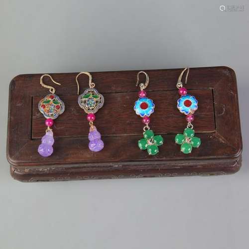 TWO PAIRS OF OLD CHINESE EARRING