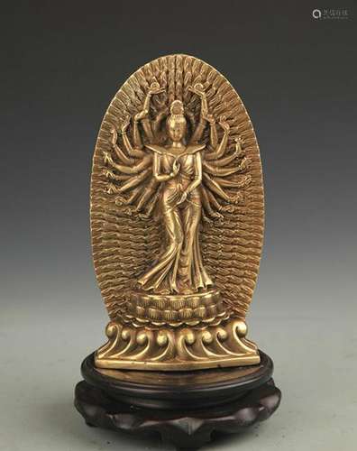 A TIBETAN BUDDHISM BRONZE THOUSAND HAND GUAN YIN STATUE