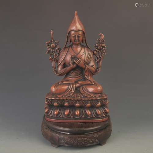 A RARE TIBETAN BUDDHISM BRONZE ZONGKABA STATUE