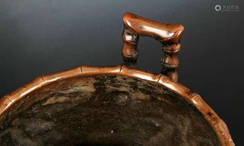 A FINE BAMBOO SHAPED BRONZE CENSER