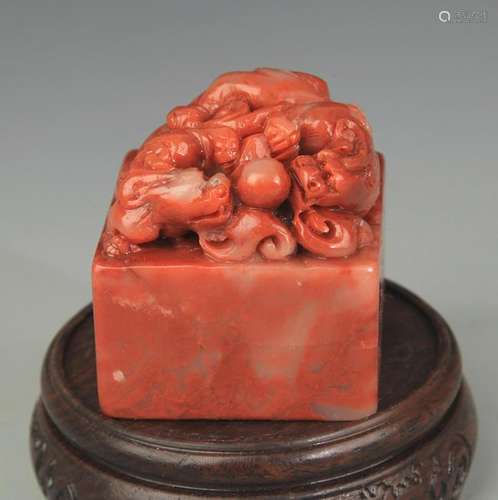 A SHOUSHAN STONE DRAGON CARVING SEAL