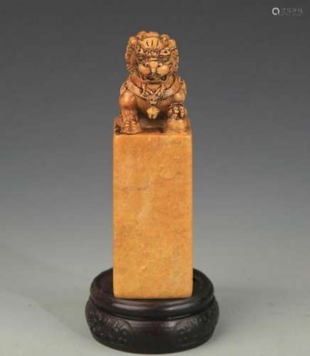 A SHOU SHAN STONE LION TOP SEAL