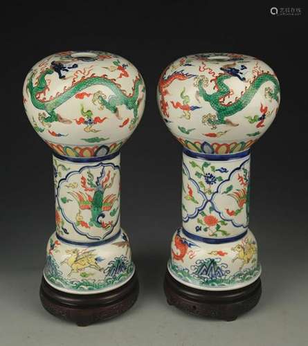 DOU CAI COLOR  DRAGON AND PHOENIX PATTERN VASE