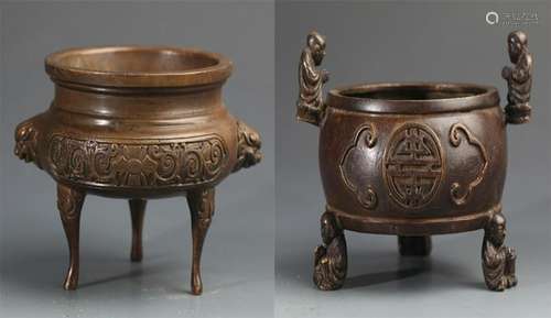 GROUP OF TWO SMALL BRONZE CENSER