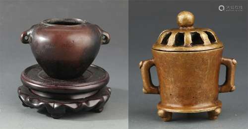 GROUP OF TWO SMALL BRONZE CENSER