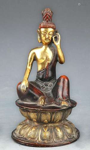 A COLORED AND GILT BRONZE BUDDHA