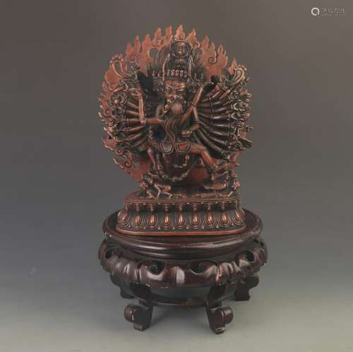 RARE TIBETAN BUDDHISM BRONZE YAMANTAKA STATUE