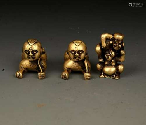 GROUP OF THREE BRONZE CHILD FIGURE