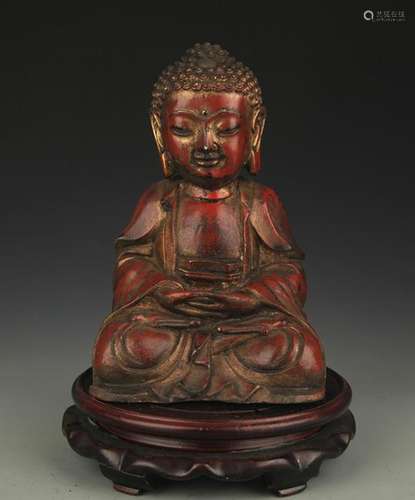 A BRONZE GILT SAKYAMUNI STATUE