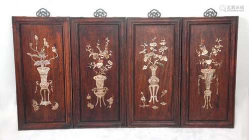 GROUP OF FOUR FINELY CARVED ROSEWOOD