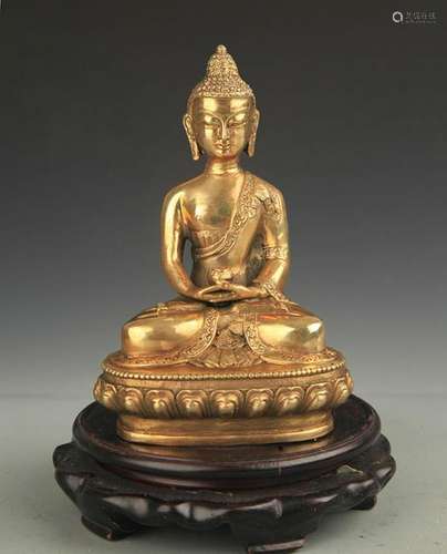 A TIBETAN BUDDHISM BRONZE AMITABHA BUDDHA