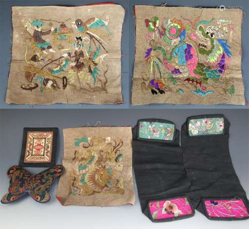 A GROUP OF FOUR EMBROIDERY WITH CHINESE STORY