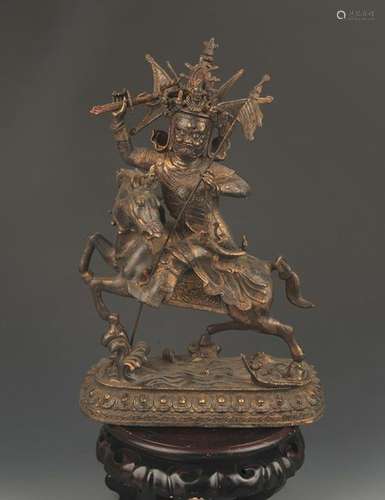 RARE TIBETAN BUDDHISM BRONZE PALDEN LHAMO STATUE