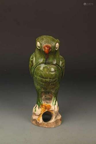 GREEN COLOR PARROT SHAPED PORCELAIN DECORATION