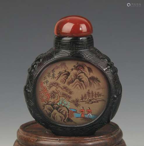 A FINE LANDSCAPING PATTERN GLASS SNUFF BOTTLE