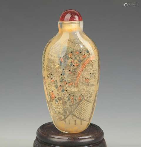 A FINE LANDSCAPE PAINTED GLASS SNUFF BOTTLE