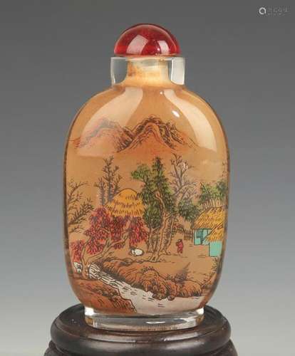 A FINE LANDSCAPING PAINTED SNUFF BOTTLE