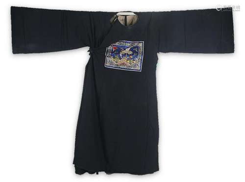 A FINE BLACK COLOR EMBROIDERED ROBE