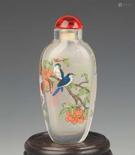 A FINE BIRD PAINTED SNUFF BOTTLE