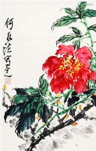 A FINE OIL PAINTING ATTRIBUTED TO, HE SHUI FA