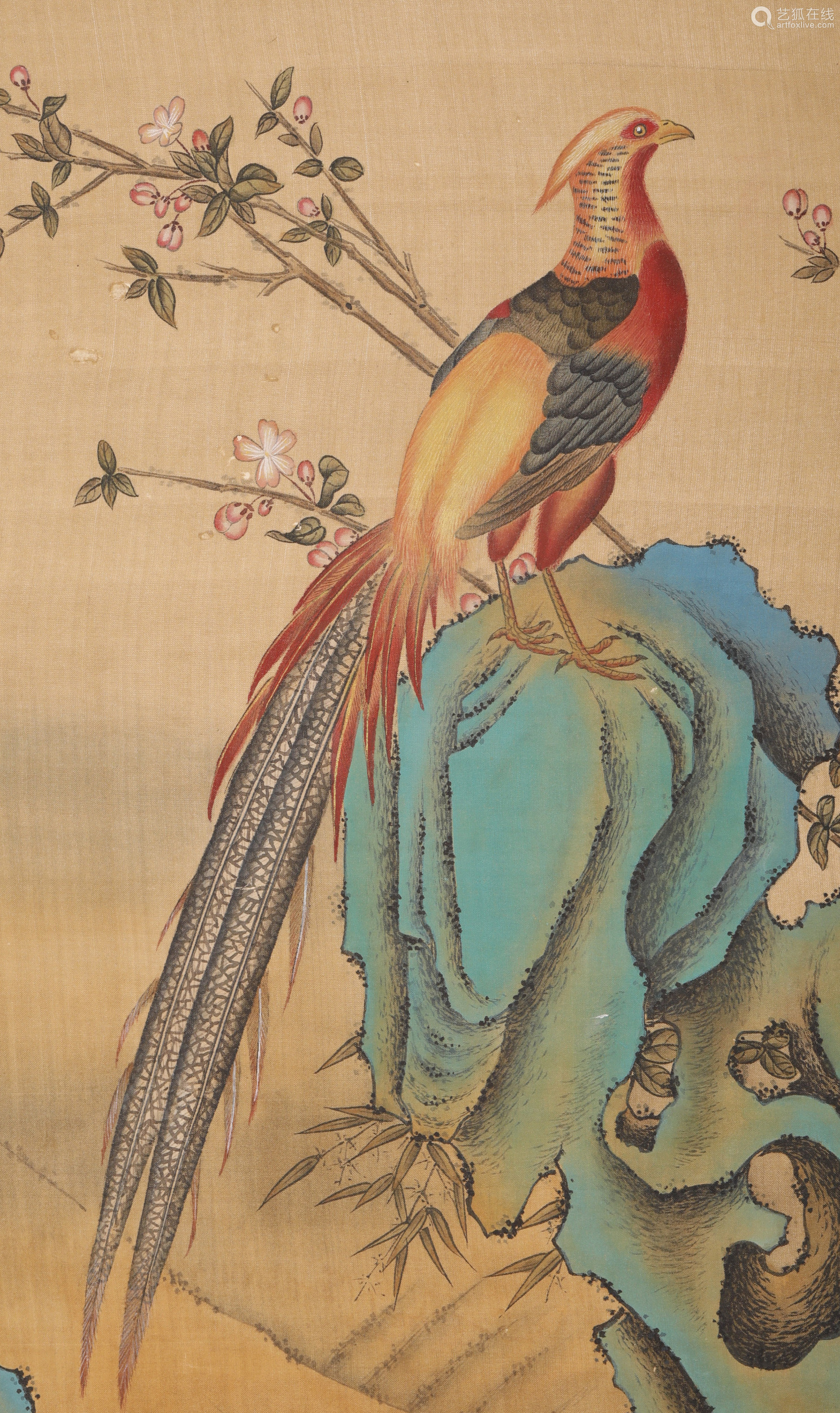 清代郎世宁花鸟绢本立轴