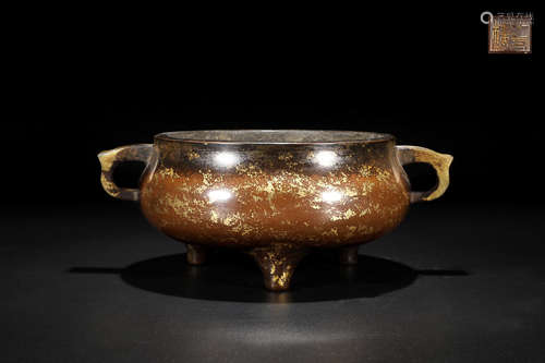 A BRONZE  GOLD INTERSPERSED CENSER