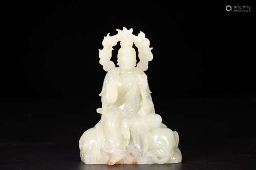 HETIAN JADE DIZANG PUSA ORNAMENT