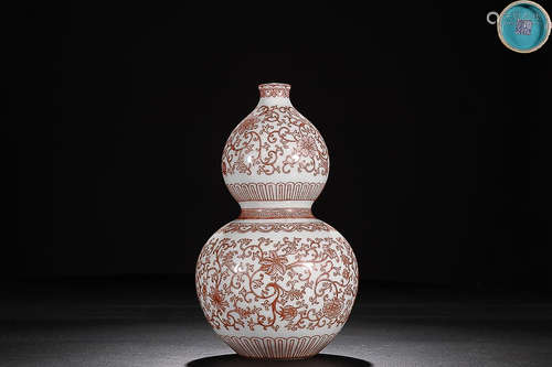 QIANLONG MARK IRON-RED GOURD VASE