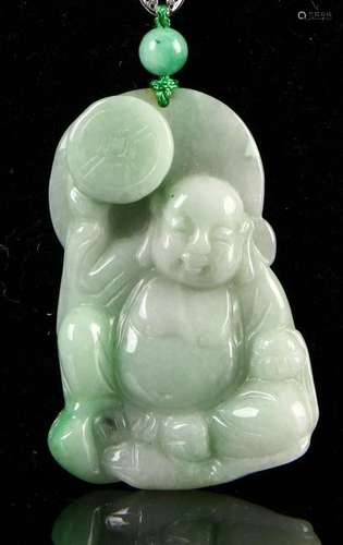 Chinese Jadeite Buddha Pendent with  Necklace