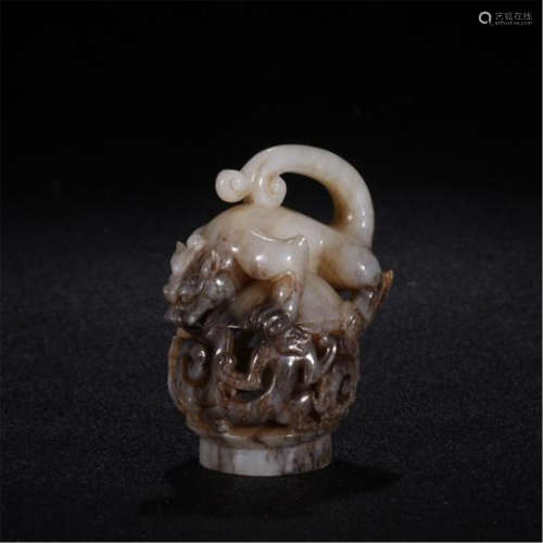 CHINESE ANCIENT JADE CANE HANDLE