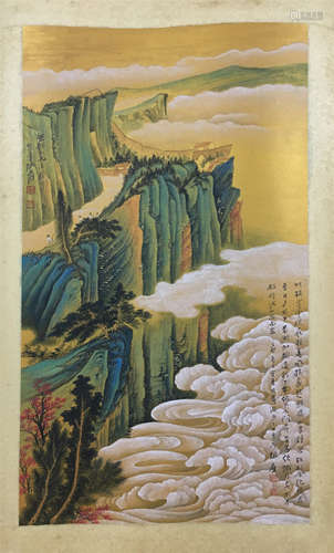 CHINESE SCROLL PAINTING OF MOUNTAIN VIEWS