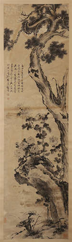 CHINESE SCROLL PAINTING OF PINE TREE