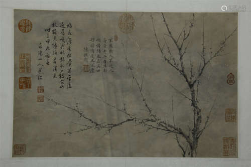 CHINESE SCROLL PAINTING OF PLUM BOSSOMMINGS