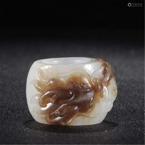 CHINESE WHITE JADE ARCHER'S RING