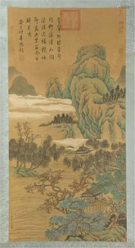 CHINESE SCROLL PAINTING OF MOUNTIAN VIEWS