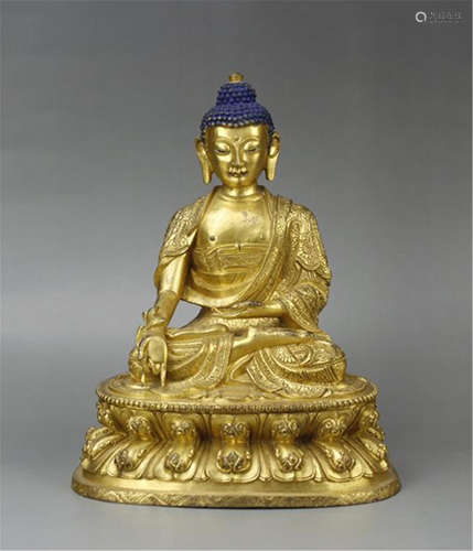 CHINESE GILT BRONZE SEATED SAKAYMUNI