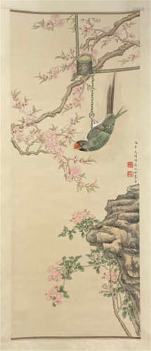 CHINESE SCROLL PAINTING OF BIRD AND FLOWER