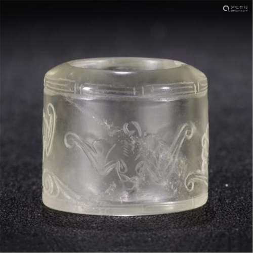 CHINESE ROCK CRYSTAL BAT ARCHER'S RING