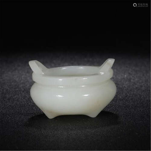 CHINESE WHITE JADE TRIPLE FEET CENSER